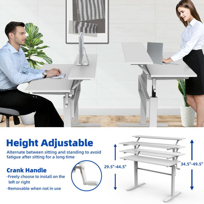 Gymax Standing Desk Crank Adjustable Sit to Stand Workstation with