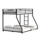 preview thumbnail 7 of 14, Black Classic Style Metal Bunk Bed with Exchangeable Ladder