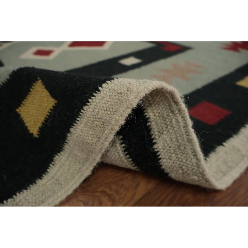 Hand Woven Oriental 100% Wool Carpet Southwestern Tribal Multi-Colored Kilim Area Rug - 8' 1'' X 5' 1''