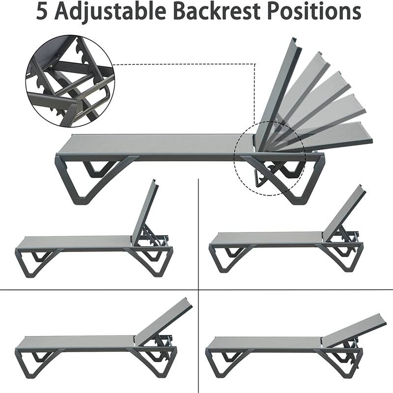 GDFStudio - Adrian Outdoor Aluminum Lounge Chair Set with Adjustable Backrest and Side Table