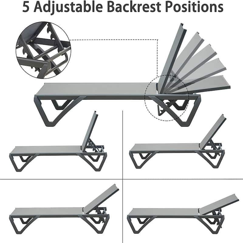GDFStudio - Harper Adjustable Outdoor Lounge Chair Set with Wheels
