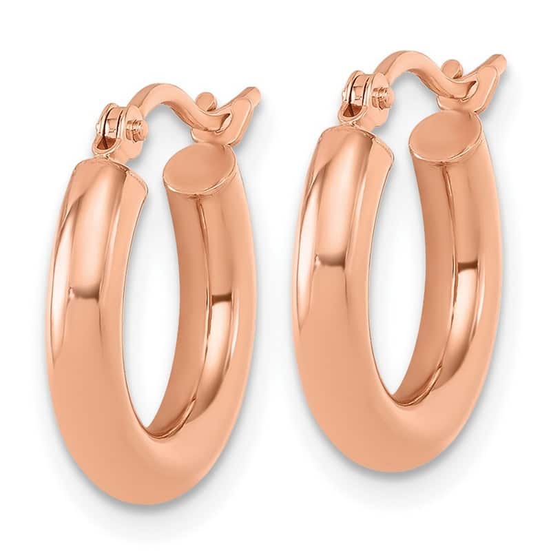 Curata 14k Rose Gold 3x17mm Polished Classic Hoop Earrings