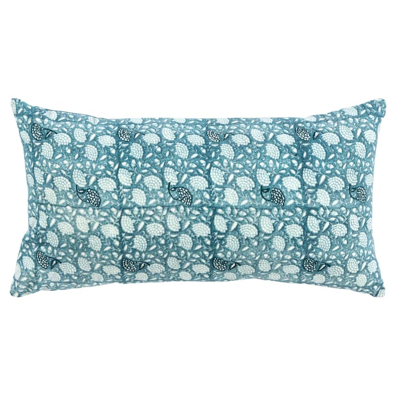 Rizzy Home Cotton Velvet Boho Botanical Throw Pillow Cover