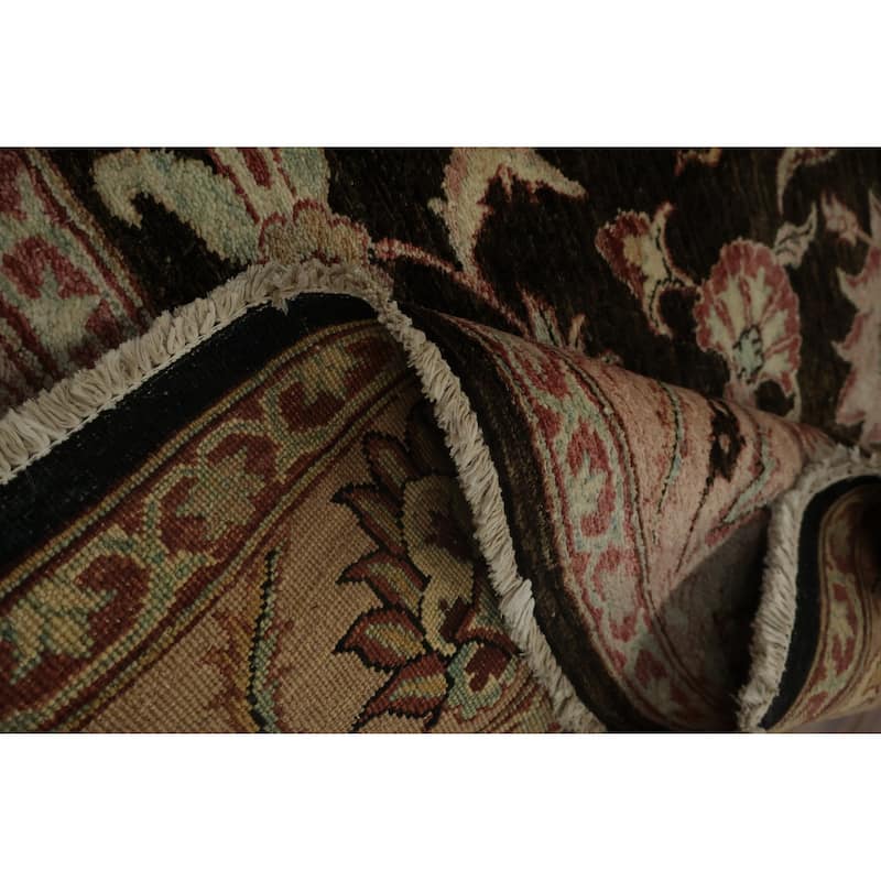 Hand Knotted Oriental 100% Wool Carpet Traditional All-Over Brown Peshawar Area Rug - 8' 7'' X 7' 0''