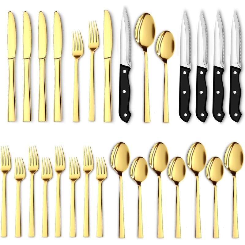 24Pieces Complete Silverware Set with Steak Knives On Sale Bed