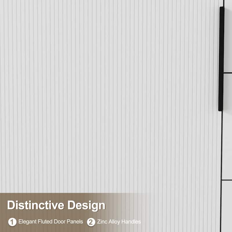 Vertical Stripes Bathroom Vanity Set with Sink Top & Faucet