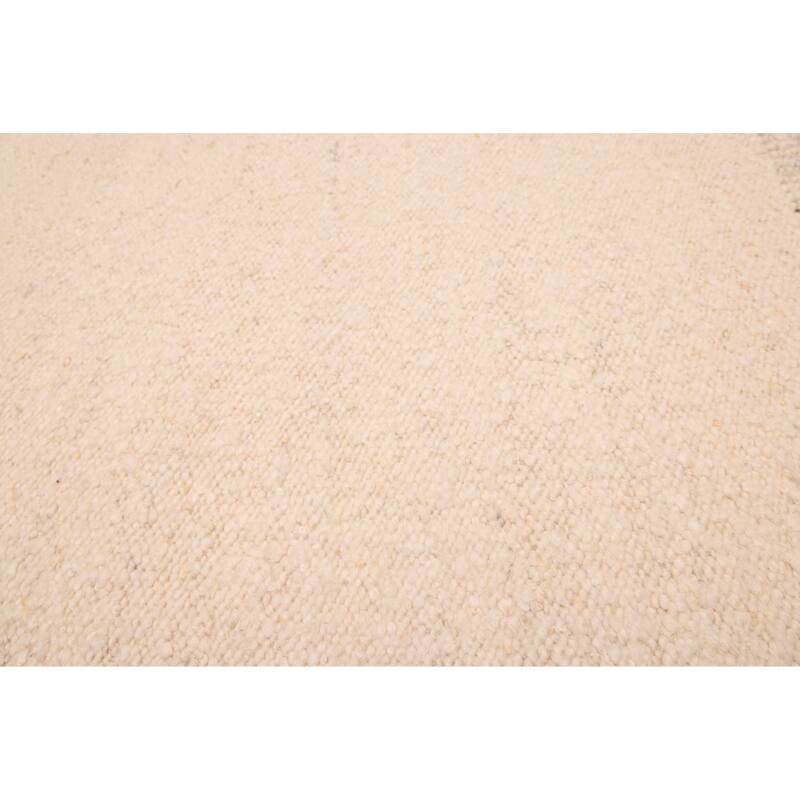 ECARPETGALLERY Hand Woven Looma Cream Wool Rug - 8'0 x 9'8