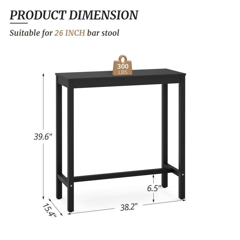 Casual 38 in. Outdoor & Indoor Rectangular Patio Bar Table Wood Dining Table