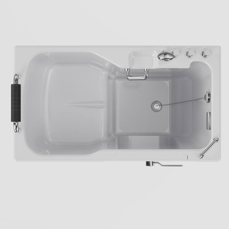 54 in.Right Drain Walk-in Soaking Bath Tub with Outward Opening Door in White - 53"