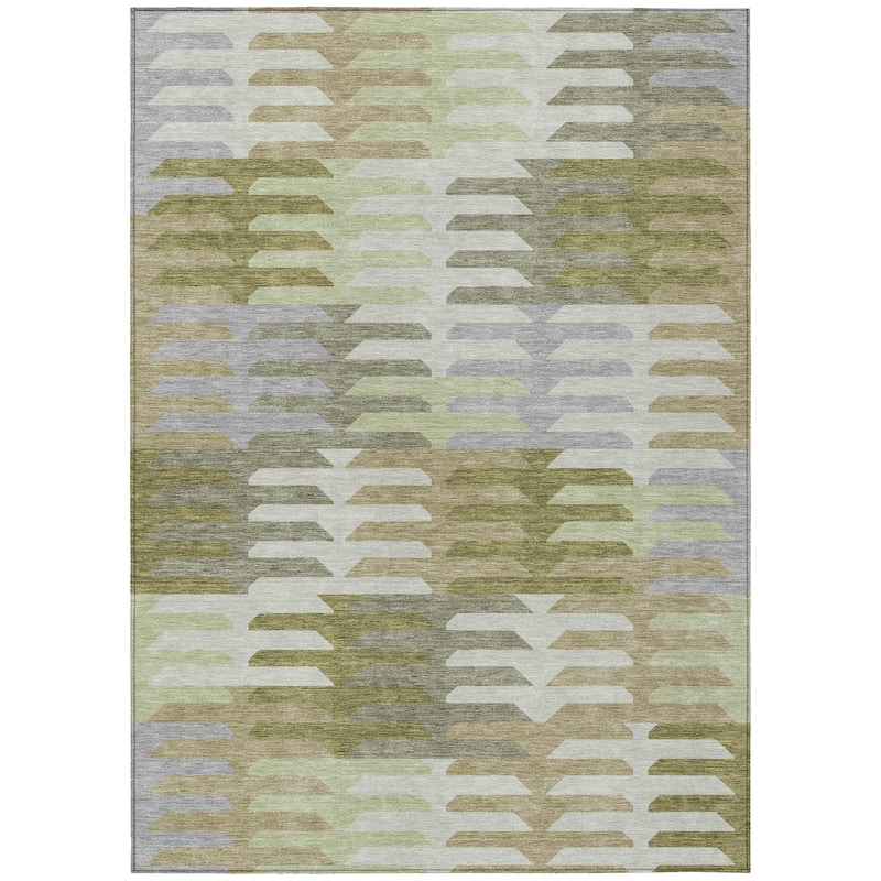 Machine Washable Indoor/ Outdoor Modern Stacks Chantille Rug