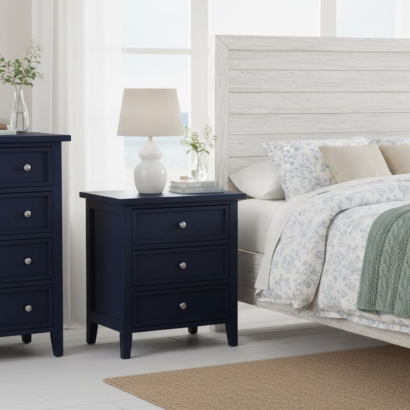 Luca 3-drawer Nightstand, Bedroom Furniture - Dark Blue