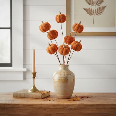 HomeRoots Set of Six Orange and Green Fall Mini Pumpkins Wreath Sprays
