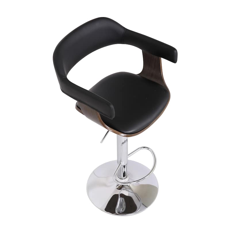 Contemporary Swivel Adjustable Oak Wood Barstool