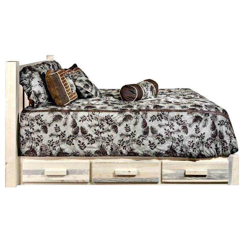 Twin Platform Bed with Storage - Rustic Timber Frame, Heirloom Quality, Ready to Finish