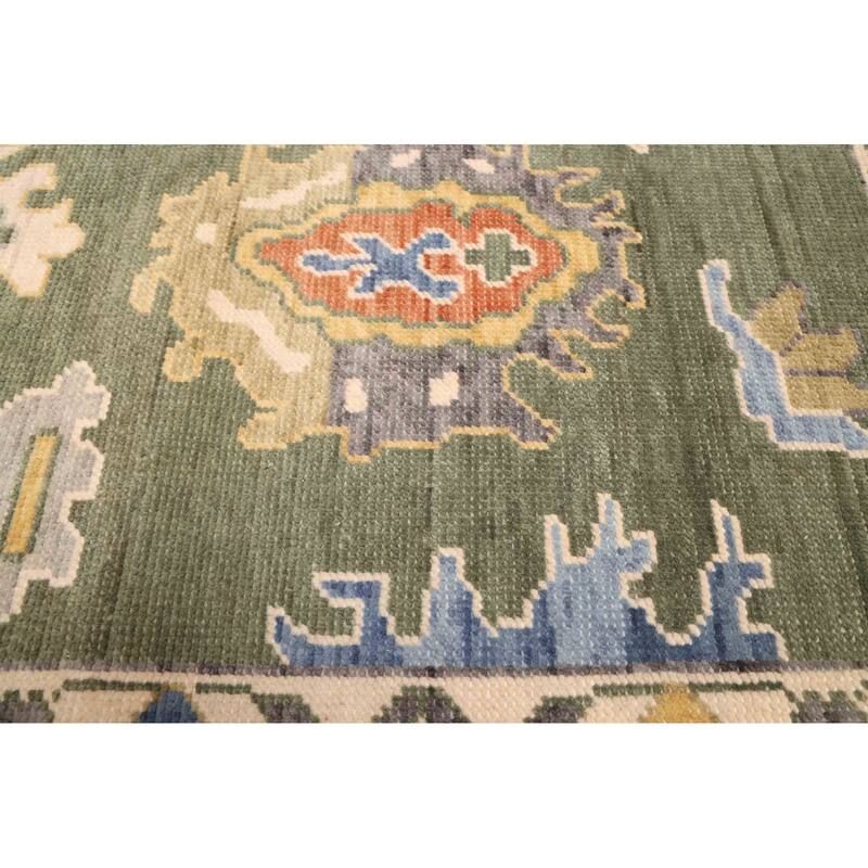 ECARPETGALLERY Hand-knotted Modern Oushak Green Wool Rug - 8'0 x 10'0