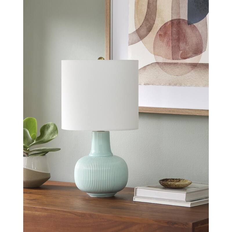 Livabliss Ormelle Traditional Accent Table Lamp - 19"H x 10"W x 10"D - Aqua