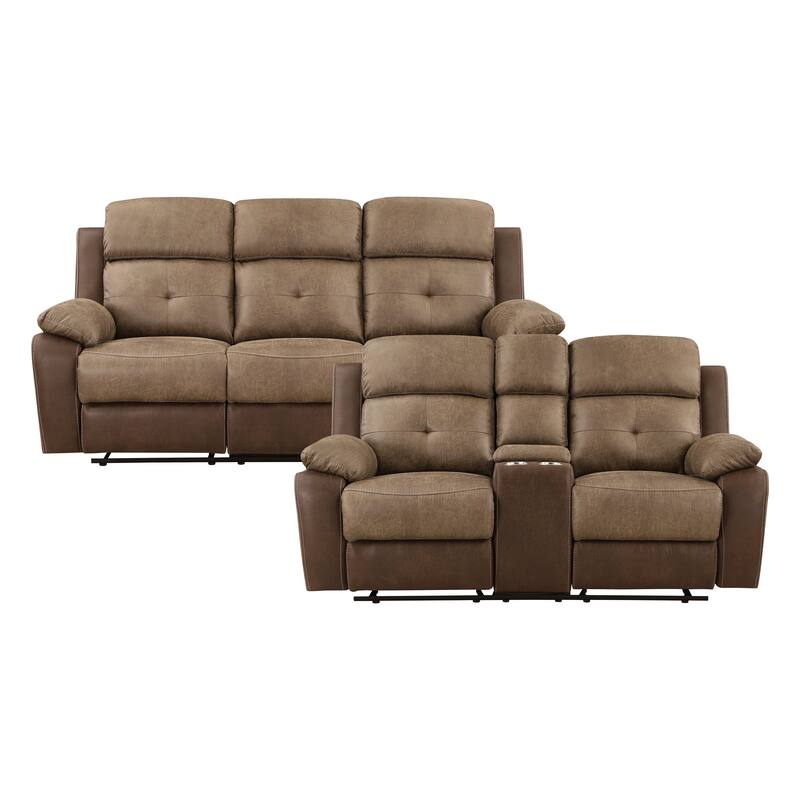 Jonnie 2-Piece Manual Reclining Living Room Sofa Set - Brown
