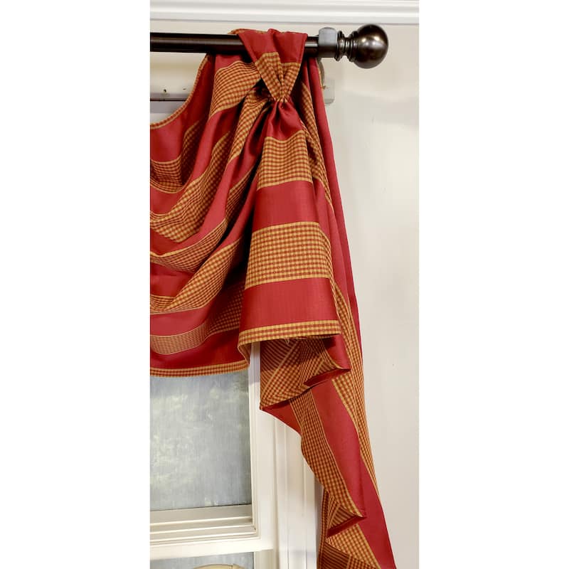 RLF Home Design Ribbon Stripe Victory Swag 3-Scoop Window Valance