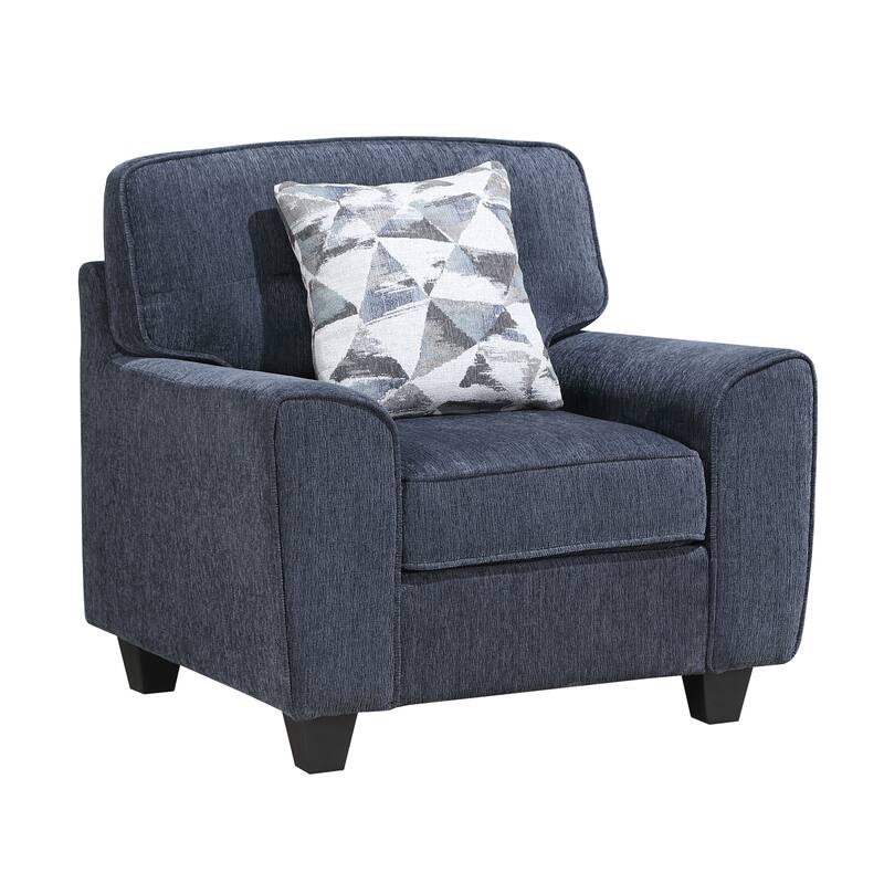 Garrison 39.5" Chenille Accent Chair - Removable Cushion Covers - Blue