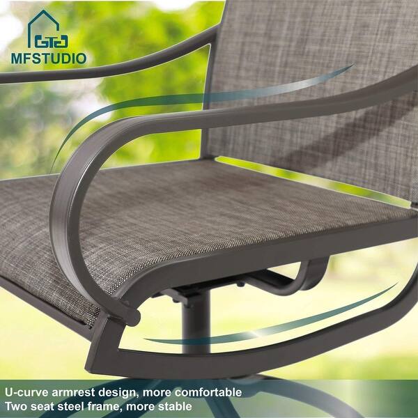 Shop Mfstudio 2 Pieces Patio Steel Dining Swivel Chairs Bistro Backyard Rocker Weather Resistant Garden Outdoor Furniture Overstock 32091490