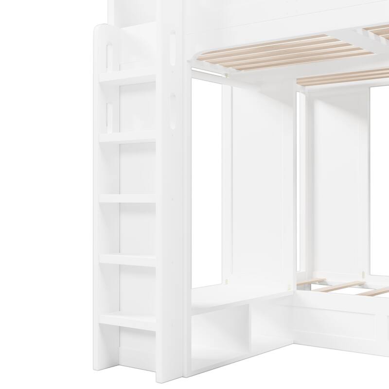 Triple Bunk Bed with Storage Shelves & Hooks by Harper&Bright Designs