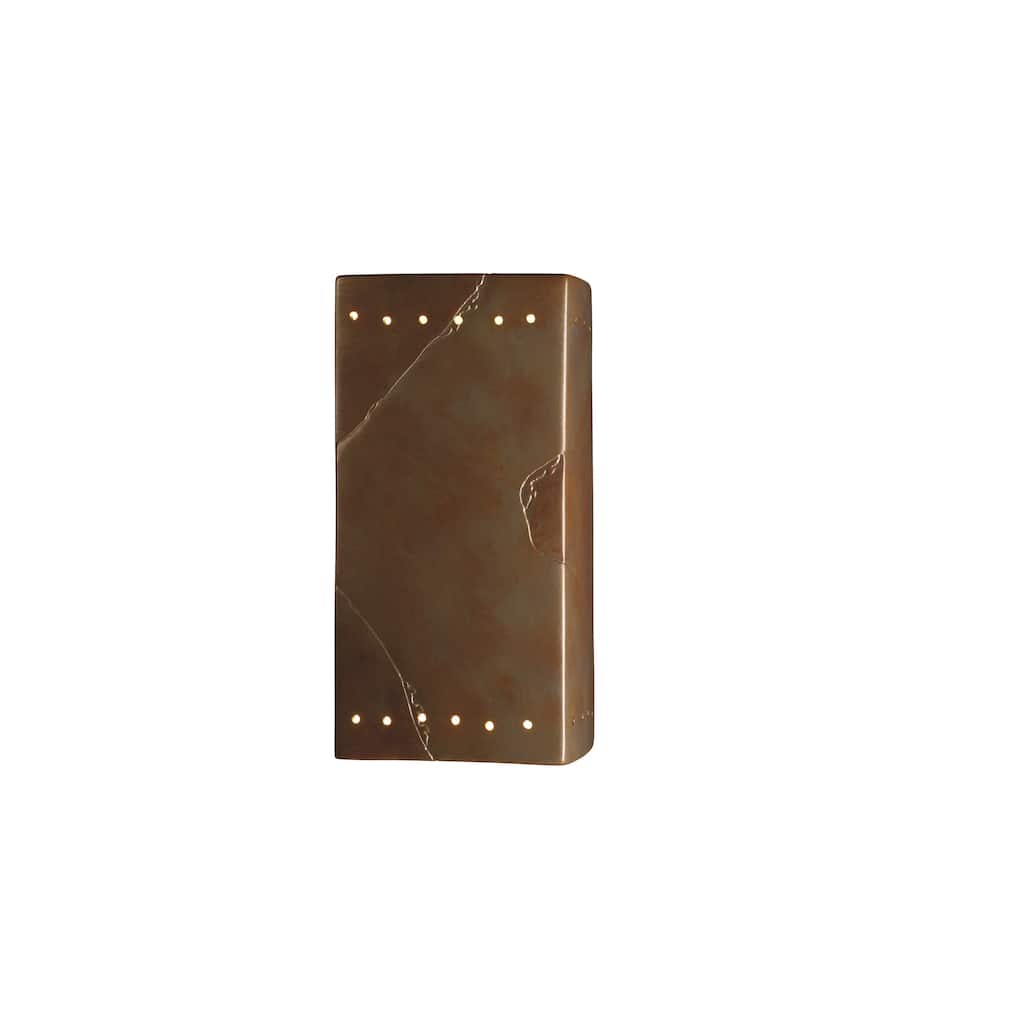 Justice Design Ambiance Tierra Red Slate Large Rectangle with Perfs Wall Sconce