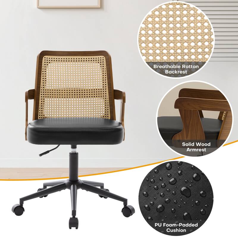 Swivel Home Office Chair Adjustable Height Desk Chair with Wheels and Armrests - 32.7"-36.6"H x 19.9"W x 22.8"D