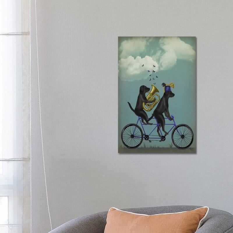 iCanvas "Black Labrador Tandem" by Fab Funky Canvas Print - 26x18x1.5