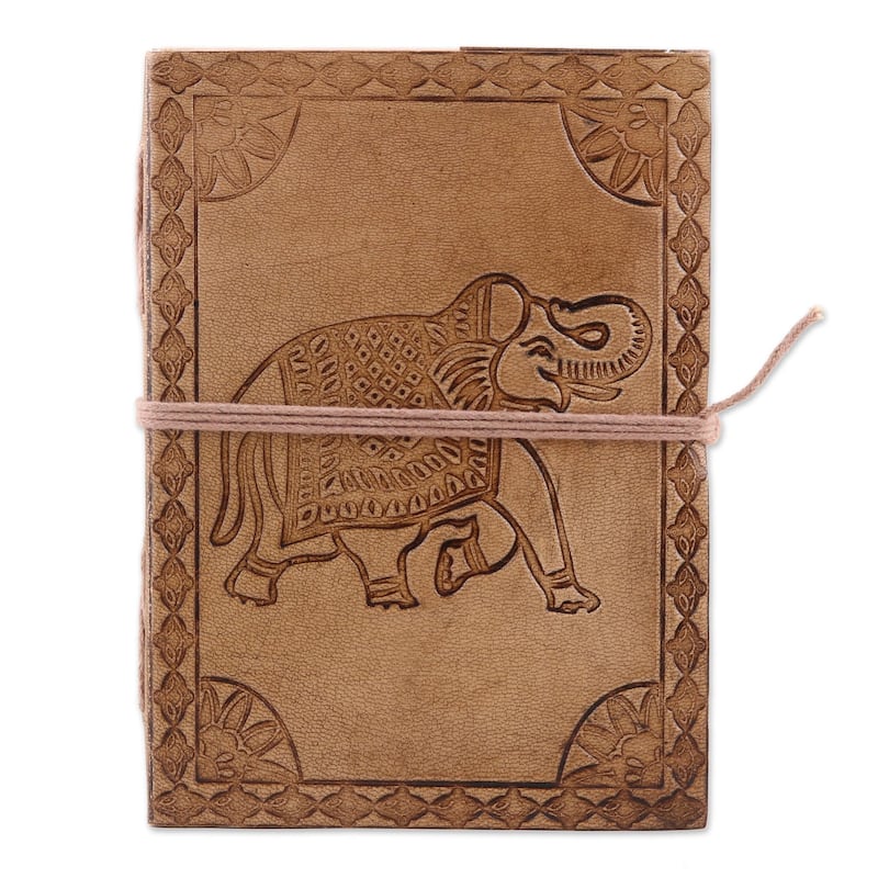 Novica Handmade Stomping Grounds Embossed Leather Journal