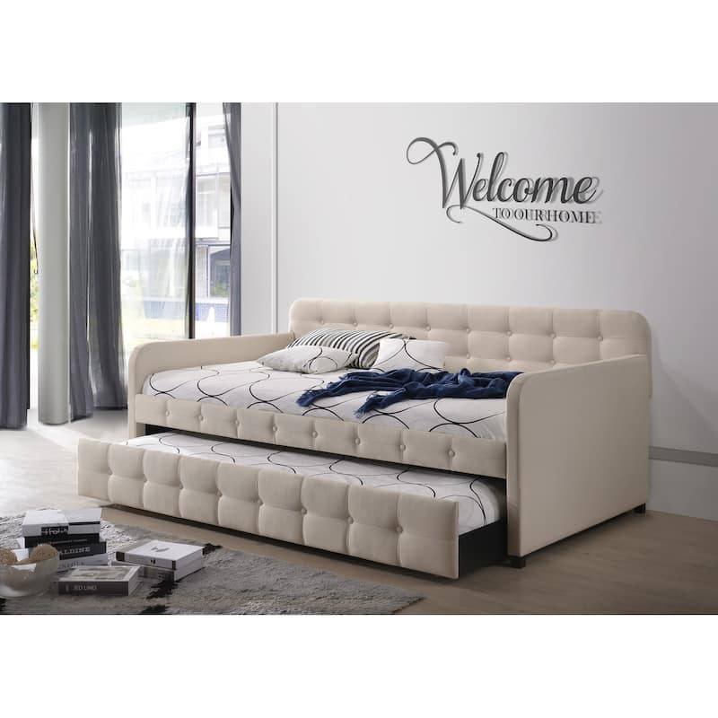 Fulham Upholstered Daybed with Trundle - Beige