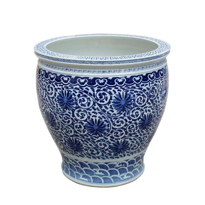 Blue & White Twisted Lotus Planter