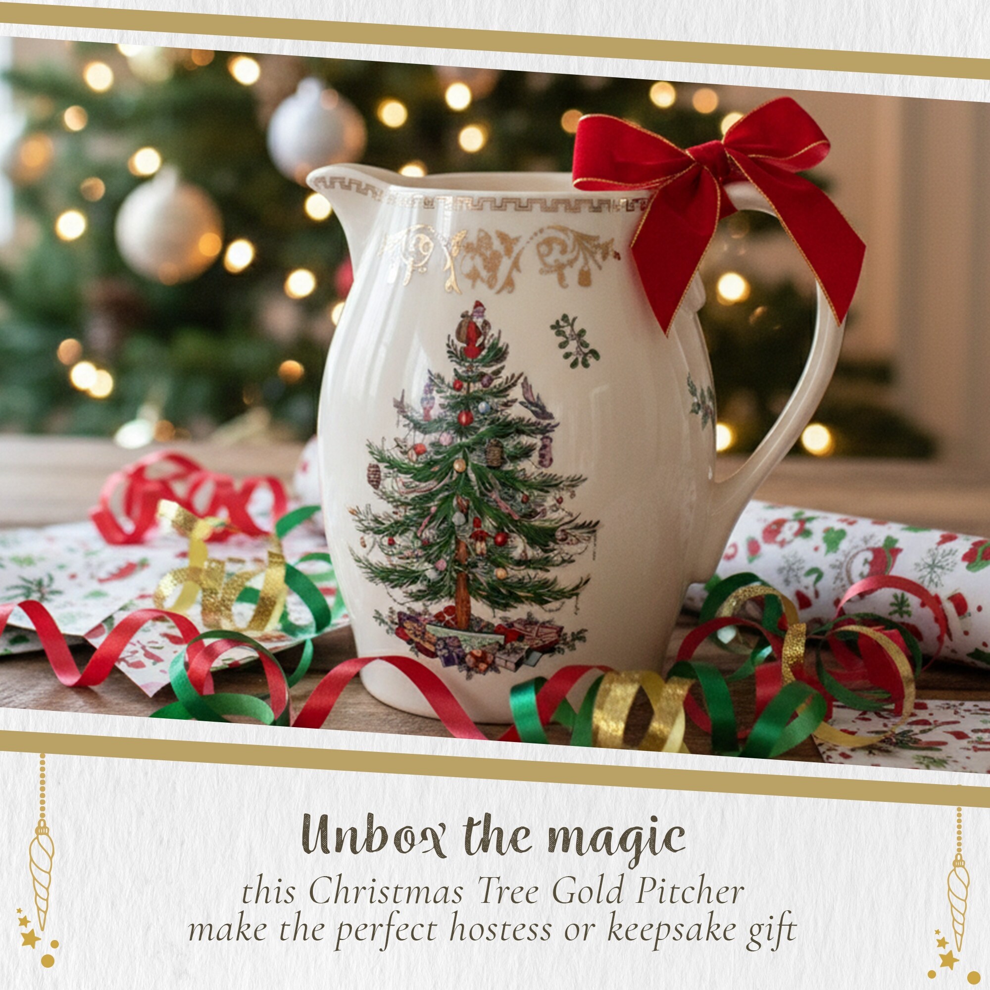 Spode Christmas Tree Gold Pitcher - 1.7 Liter - On Sale