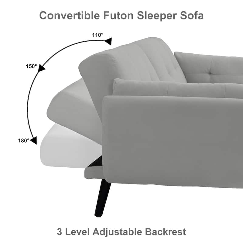 Modern Adjustable Backrest Convertible Futon Sleeper Couch