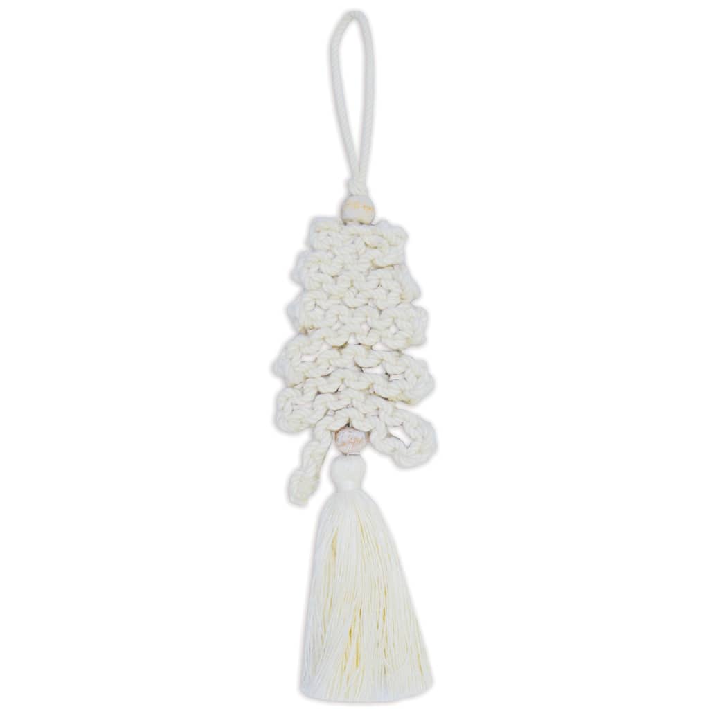 Cream Tree Tassel Ornament -Set of 2