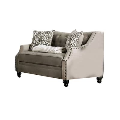 Small Burlap Weave Loveseat with Single Cushion in Light Brown