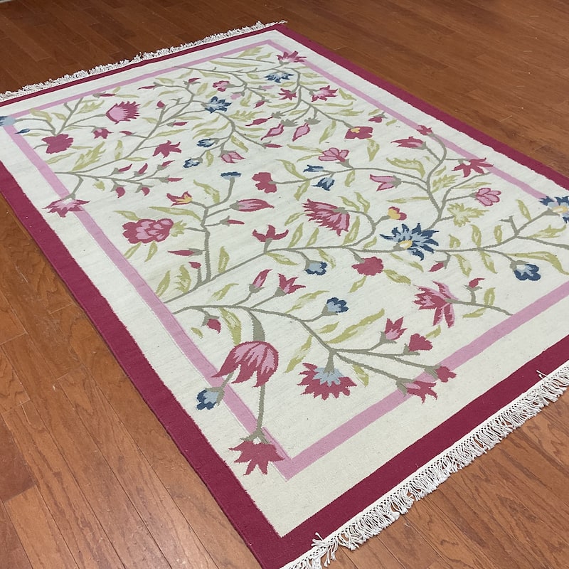 HERAT ORIENTAL Handmade Vegetable Dye Wool Kilim Rug - 5'6 x 8'