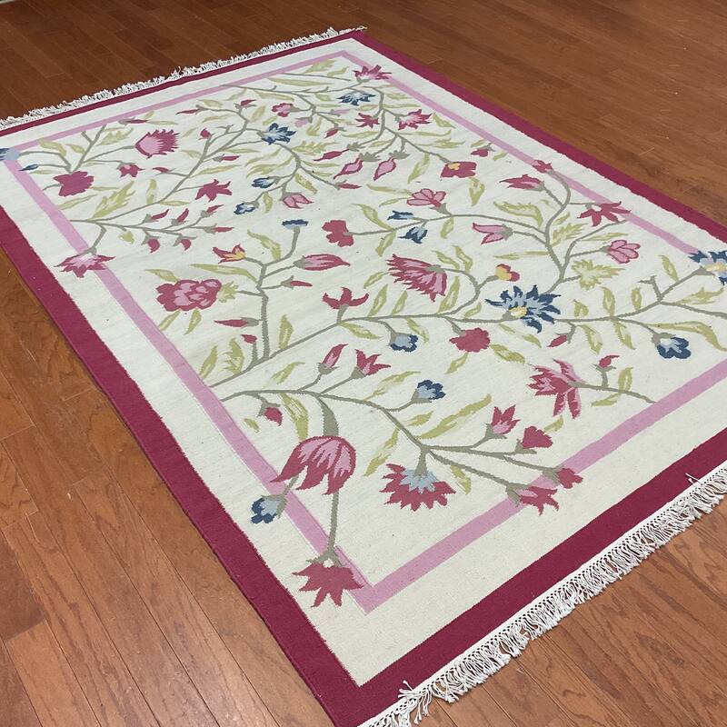 HERAT ORIENTAL Handmade Vegetable Dye Wool Kilim Rug 5'6 x 8' Bed