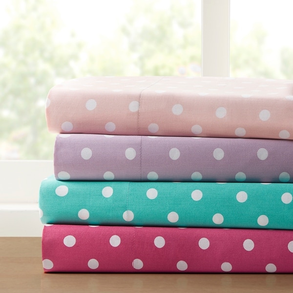 slide 2 of 34, Intelligent Design Polka Dot Printed 100% Cotton Sheet Set