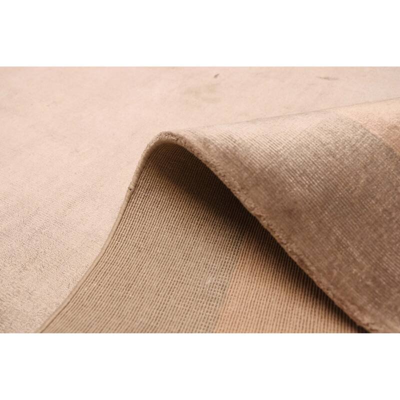 ECARPETGALLERY Hand Loomed Kashkuli Gabbeh Taupe Viscose Rug - 6'7 x 9'8