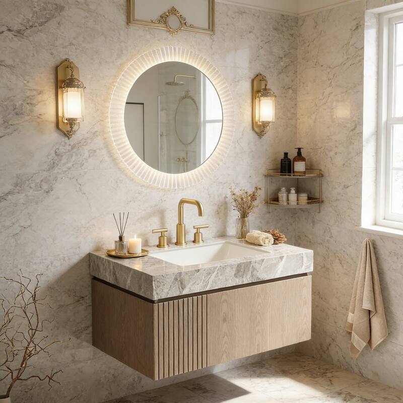 Floating Bathroom Vanity with 3 Pre-drilled Faucet Holes