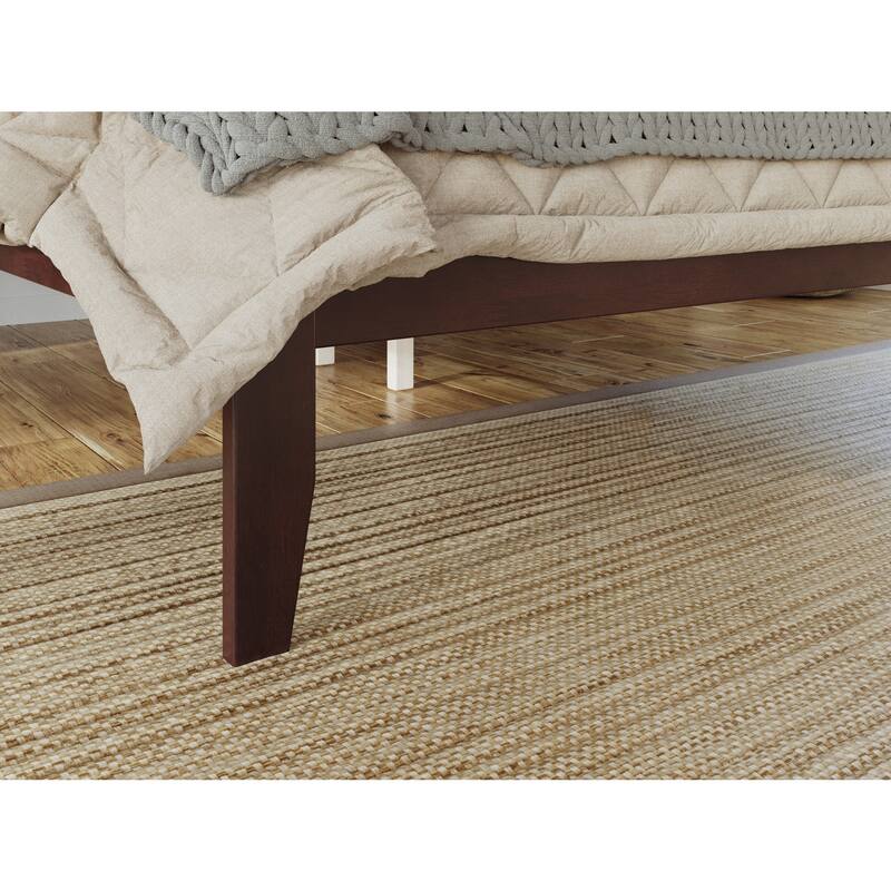 Queen Platform Bed - Victorian Style Bed Frame with Headboard & Slats - Walnut Finish
