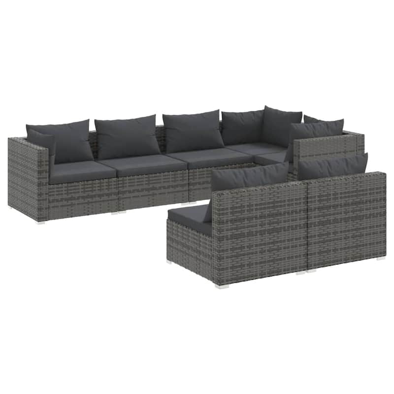 vidaXL Patio Lounge Set Outdoor Sectional Sofa Set Table Garden Poly Rattan - 27.6" x 27.6" x 23.8"