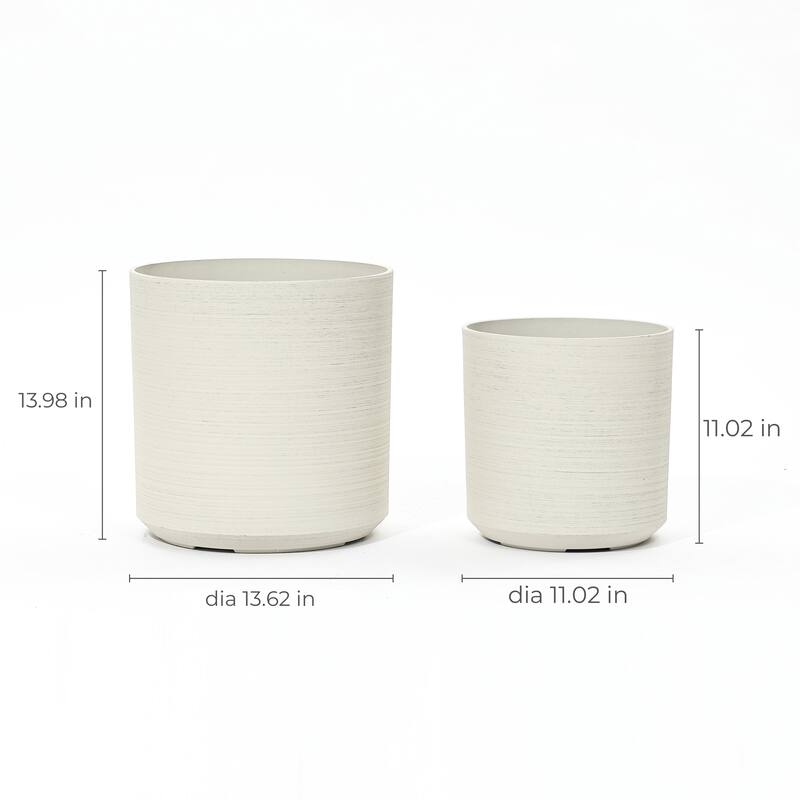 2-Piece HDPE Round Plastic Pot Planters Set, Cortina Cream
