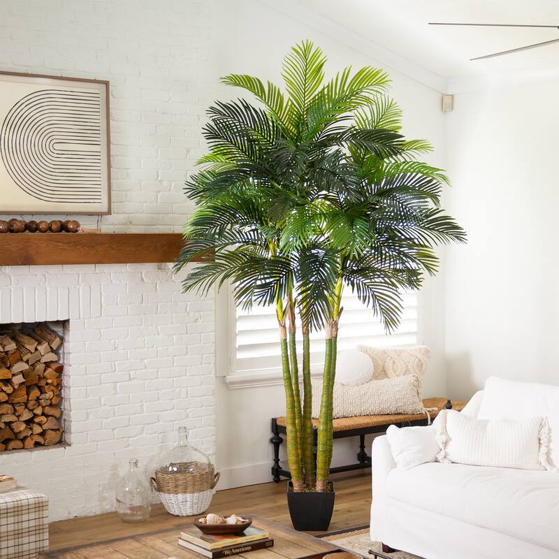 Large Stalk Areca Palm Artificial Tree - 9.5' - Green