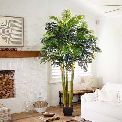 Large Stalk Areca Palm Artificial Tree - 9.5' - Green