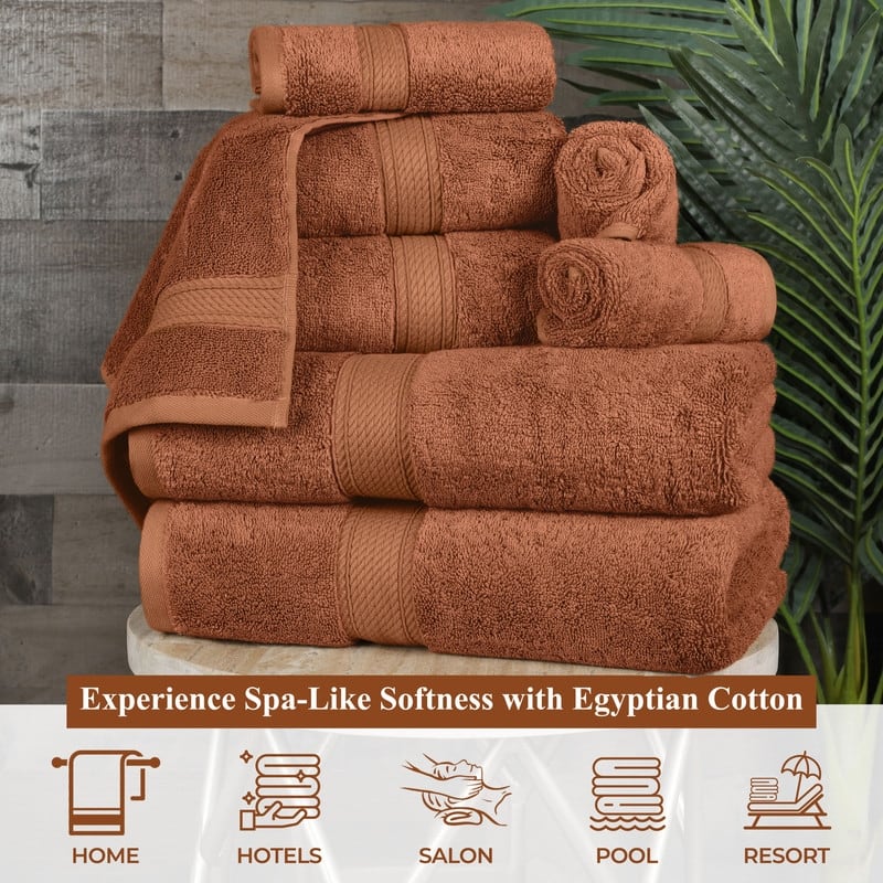 Superior Luxury Egyptian Cotton Bath Towel Set of 4 Ultra Plush, Heavyweight, Absorbent Spa & Hotel Quality Bath Towels Set