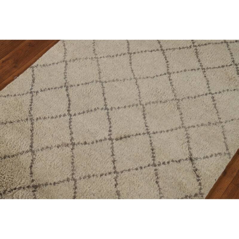 All-Over Trellis Moroccan Oriental Runner Rug Handmade Wool Carpet - 2'6" x 7'11"