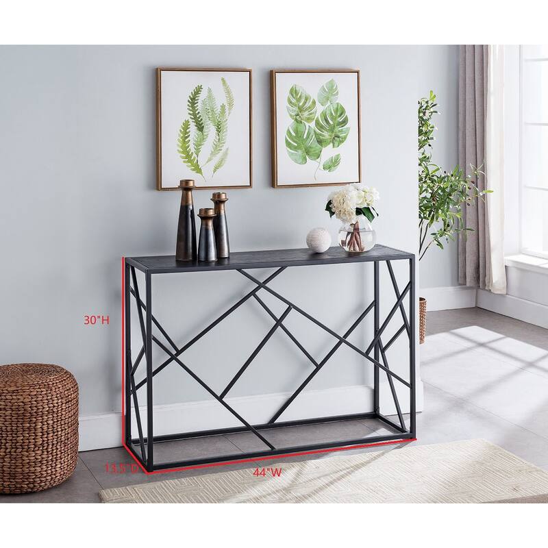 Modern Console Sofa Table, Black/Gray for Entryways & Living Room
