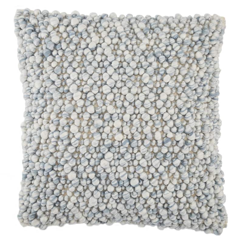 Ariadne Textured Pillow - 22"X22" Down Fill - Ivory/Light Blue