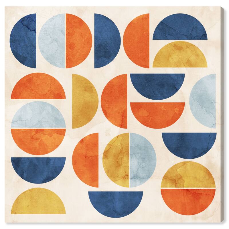 Wynwood Studio Prints Abstract Suns Alligned Blue and Mid-Century Modern Wall Art Canvas Print